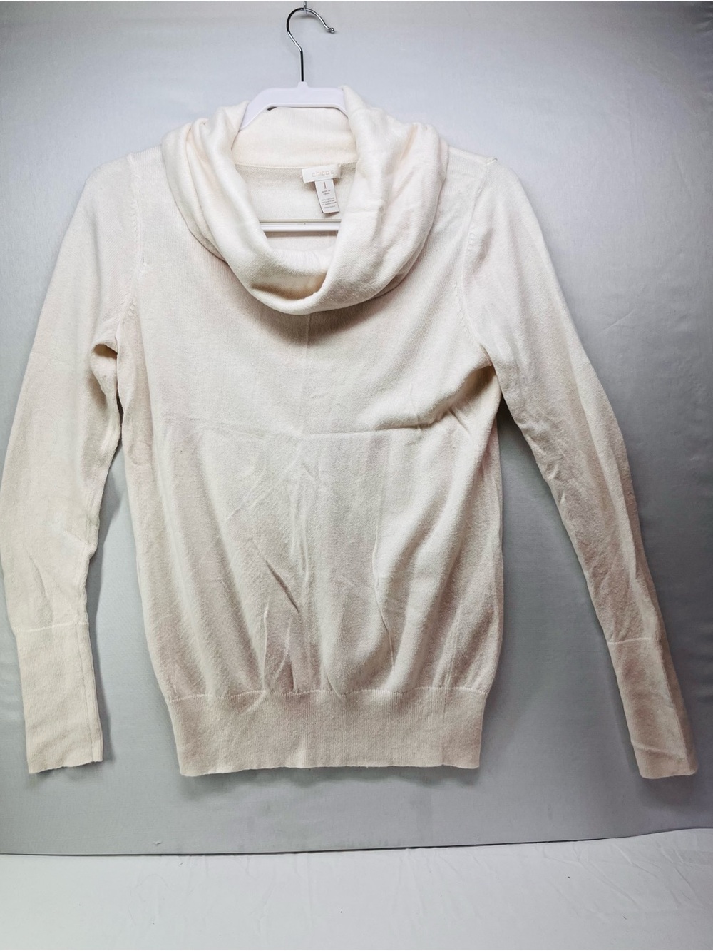 Chico's Cream Cowl Neck Sweater